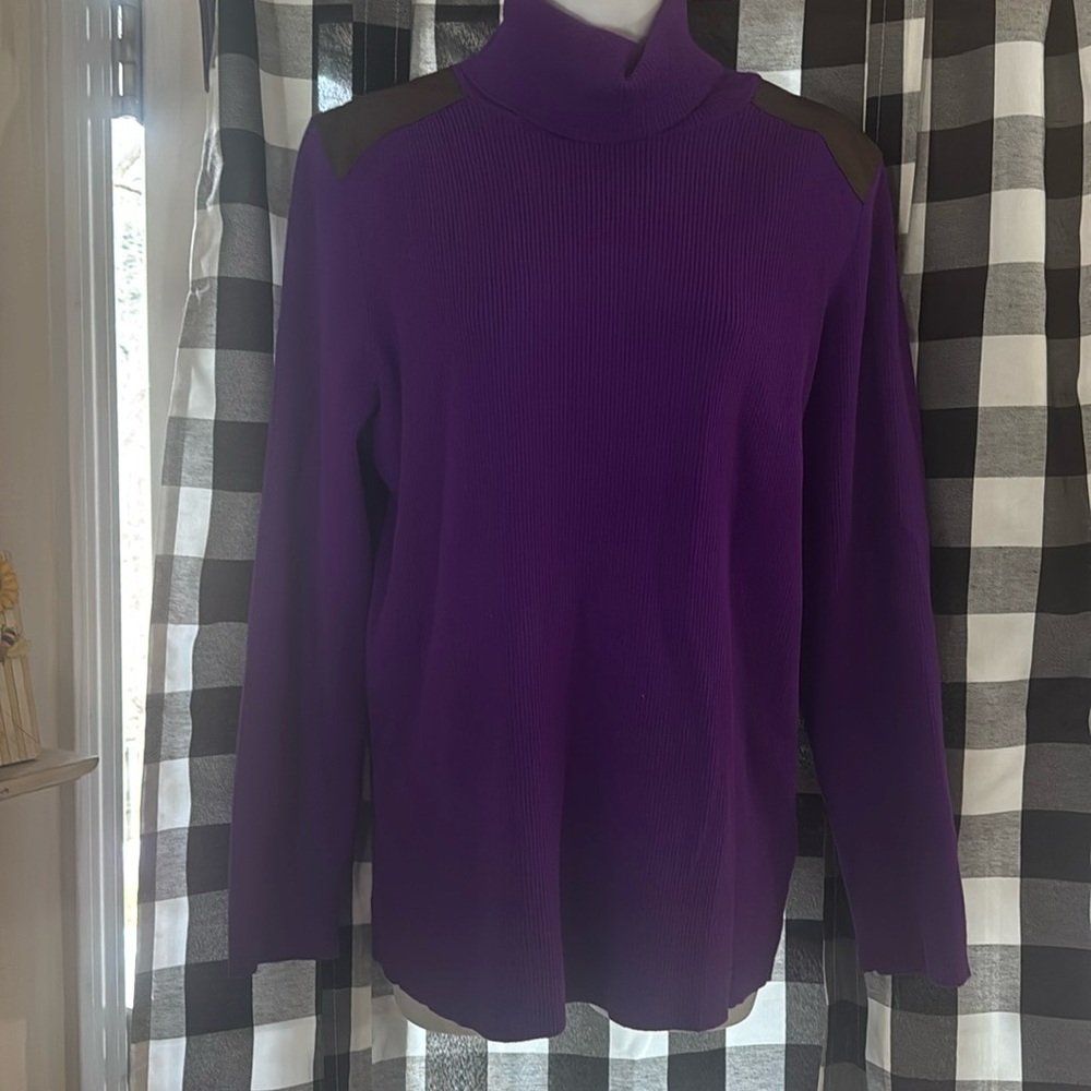 Lauren Ralph Lauren Purple Sweater Turtleneck 2X